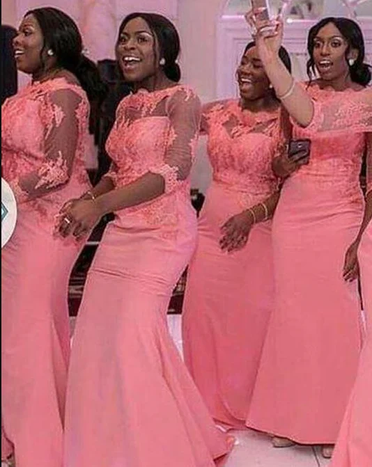 Lace Bridesmaid Dresses Half Sleeve Bridesmaid Gown Sexy Backless Custom  Made 2023 Africa Bridesmaid Dresses