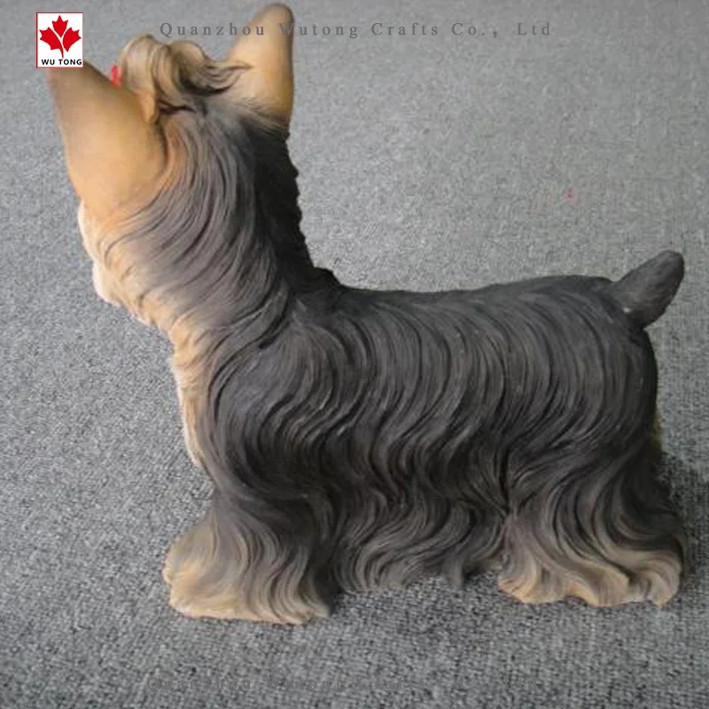 Handicraft Resin Simulation Yorkshire Terrier Home Garden Animal Statues