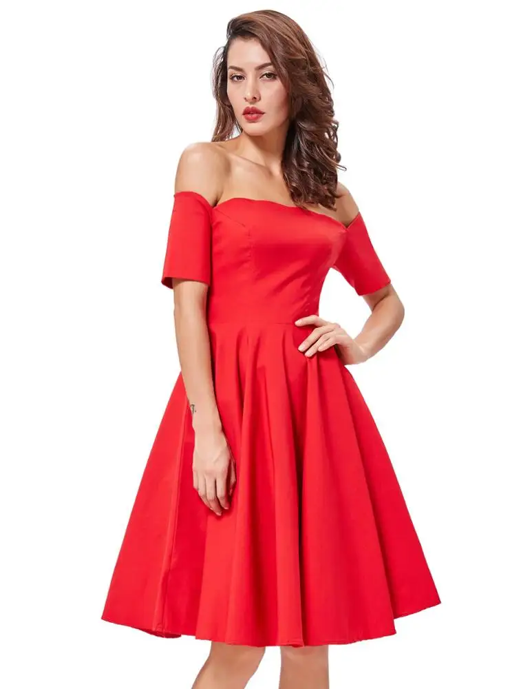 rockabilly formal dresses Women's 50s 60s A Line Rockabilly Dress Vintage Swing Party Dress – Hiipps main image 1