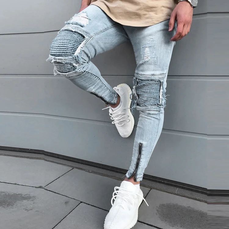 Source 2019 High quality jeans wholesale price custom skinny patched denim pant men stretch destroyed jeans m.alibaba.com