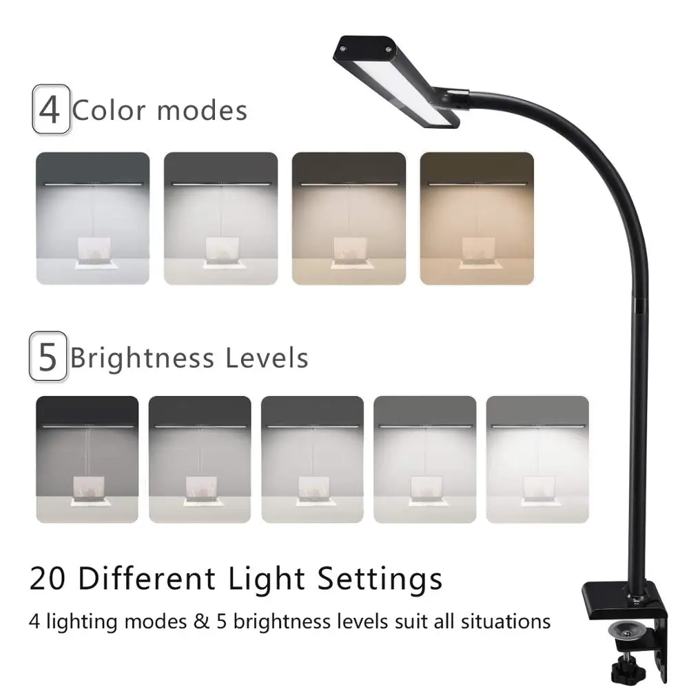 Factory Producing Goose Neck LED Desk Lamp Dimmable Lamp with Clamp
