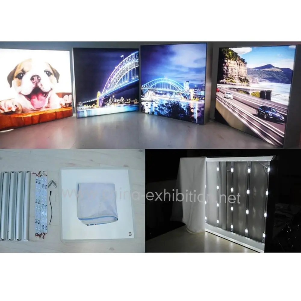 Алюминиевая рама текстиль светодиодное освещение коробка ткани Безрамное рекламы дисплей с подсветкой LED Light Box