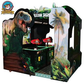 2 players indoor coin operated electronic dinosaur target shooting game machine