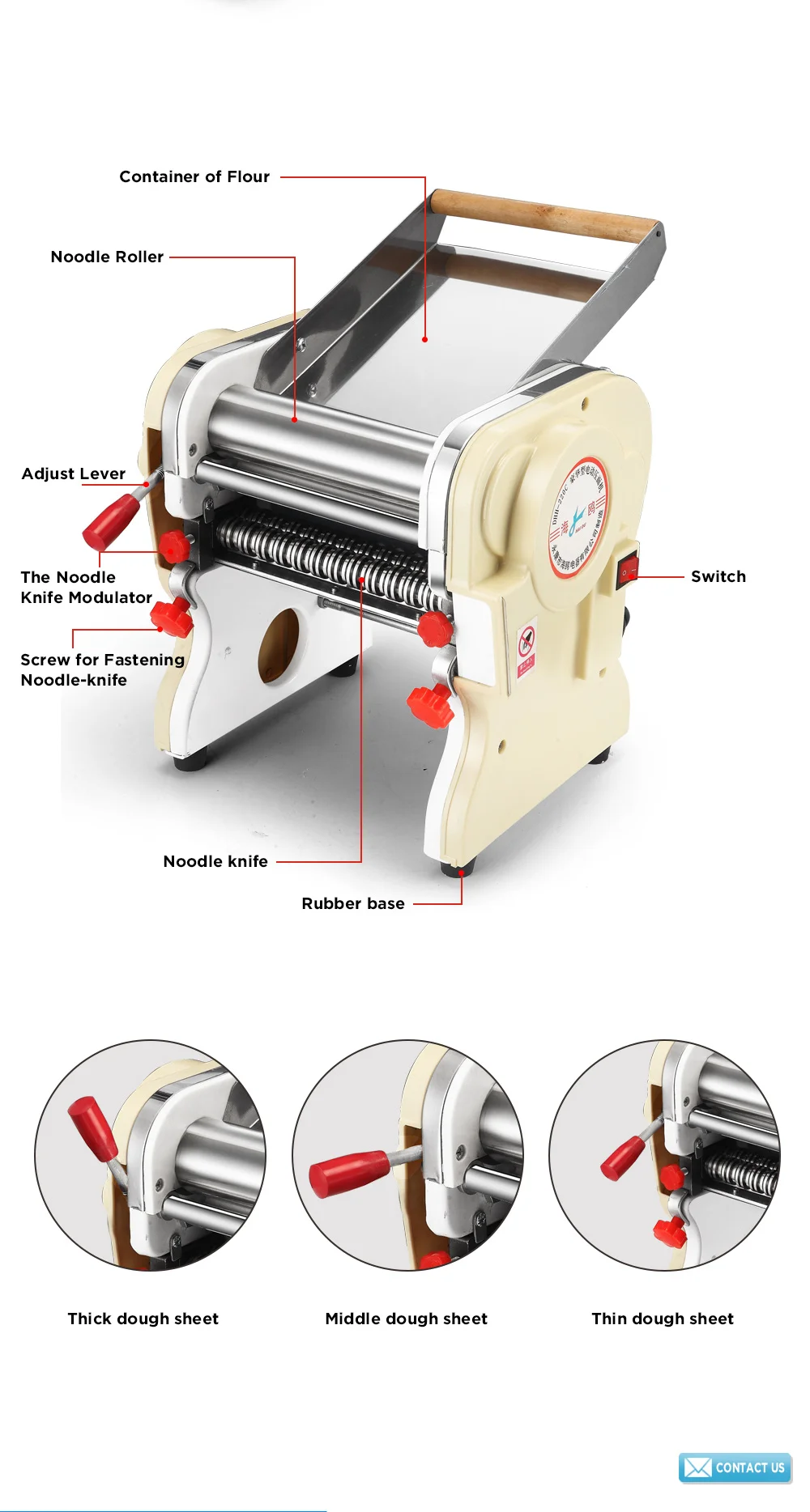 dhh-200 pasta maker machine electric noodle