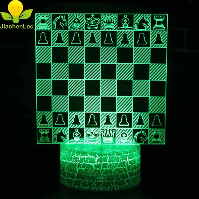 Creative Bedroom 3d Chess Illusion LED Night Light With Remote Indoor Desk Lamp