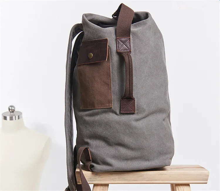 Canvas with Leather Trim Mens Weekend  Duffle Bag Backpack