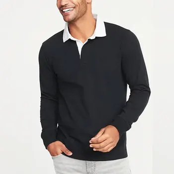 Men shirts long sleeve printed logo formal business custom polo shirt fabric
