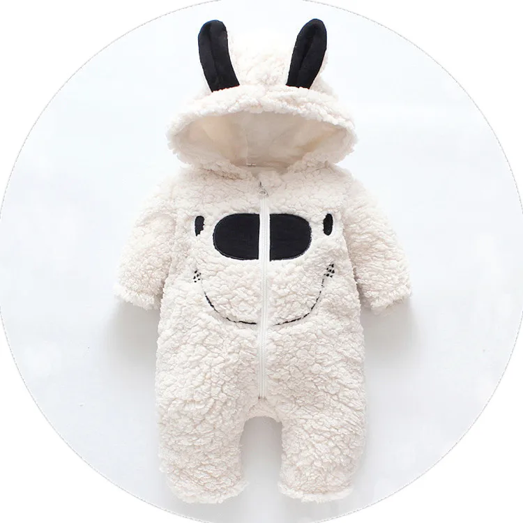 Зимний милый медведь для маленьких мальчиков коричневый комбинезон костюмы плотная 2019 младенческой ползунки