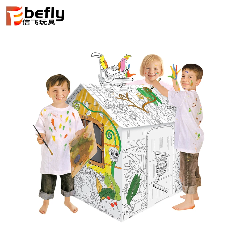 Bricolage Grand carton à colorier Creative Artisanat Play House Project  Assembler et peindre des jouets éducatifs 2.2 pieds de hauteur pour les  enfants de l'âge 2,3,4,5,6,7,8 