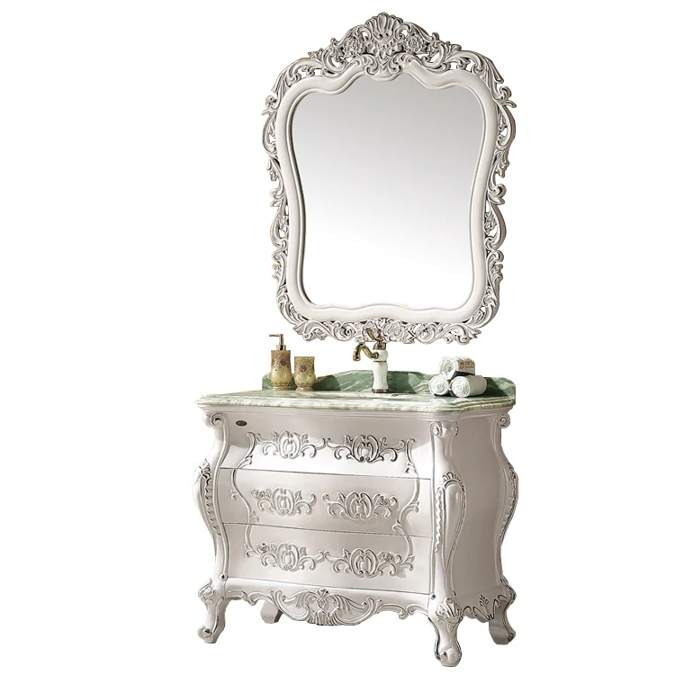 Solid Wood Antique Style Luxury Bathroom Vanity With Mirror Buy Bathroom Vanity Luxury Antique Wooden Bathroom Vanity Bathroom Vanity With Mirror Product On Alibaba Com