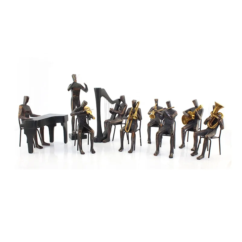 Musicians Sculptures Furnishings Abstract Character Man Statue Symphony Orchestra Resin Resin Figurine Decoration Artificial