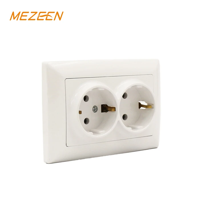 European Standard Double Schuko Socket Outlet Electric Wall F Type Socket Eu Power Plug Socket