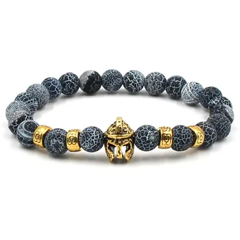 2019 Newest male chain Spartan helmet gemstone beads agate stone bracelet