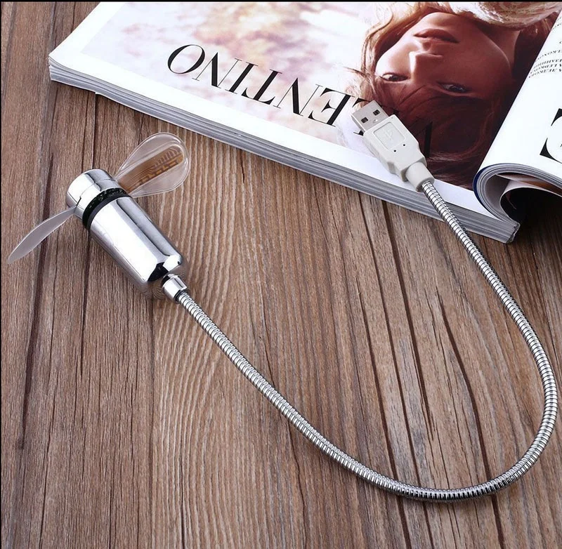 Портативный мини-USB-вентилятор с гибкой ножкой и дисплеем в режиме реального