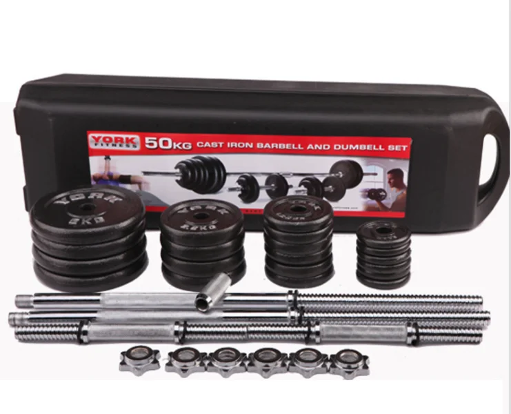 50kg塗装ダンベルセットボックスジム重量挙げベーキングバーベル