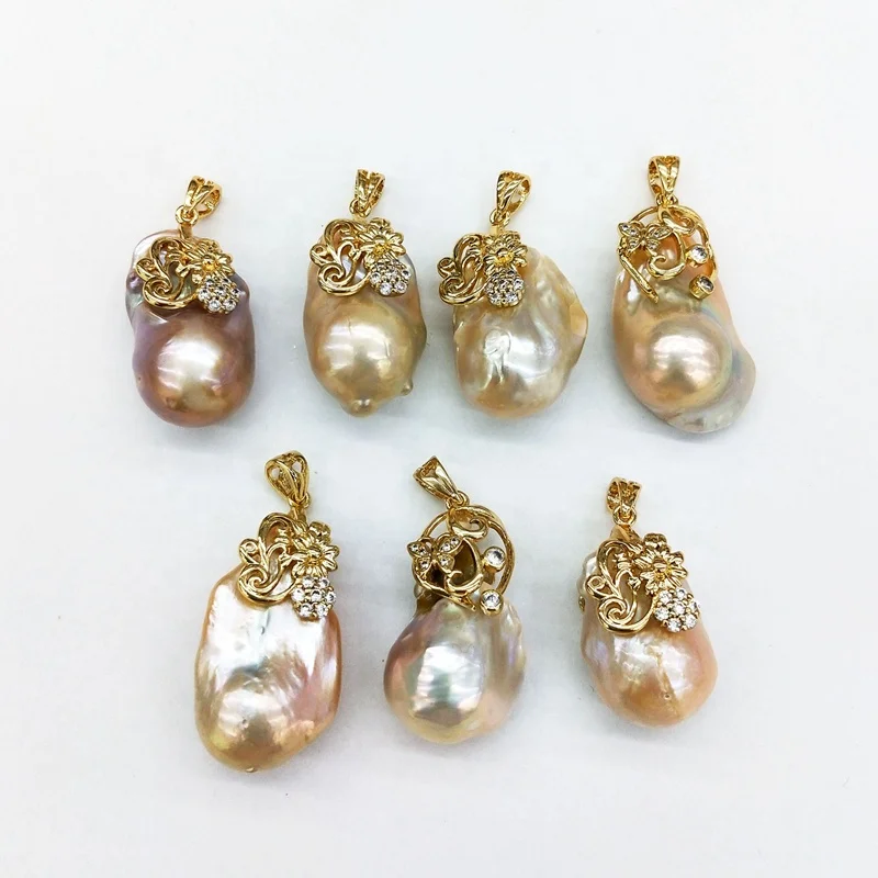 White Large Baroque Pearl Pendant Huge 