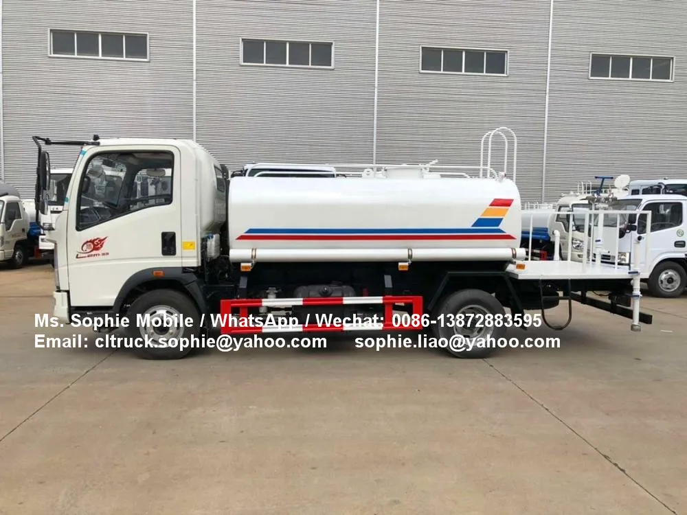 Sinotruk Howo 4x2 Right Hand Drive 5cbm Water tank Truck for Tanzania