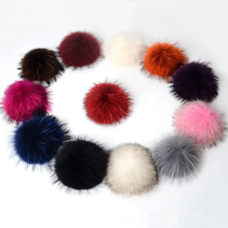 large size 15cm real fur pom poms raccoon fur ball for hat