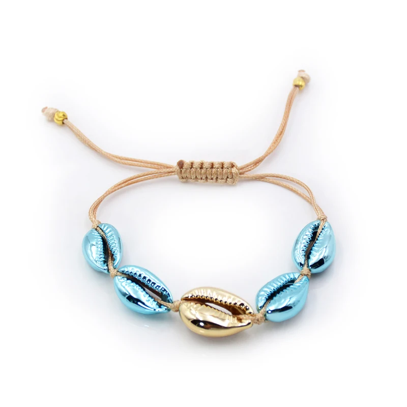 Gemstone and Gold Plated Seashell Charm Bracelet