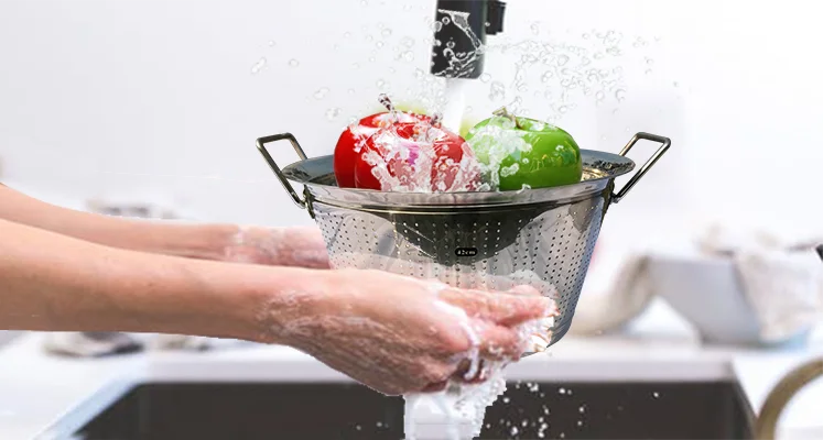 Профессиональное кухонное металлическое сито перфорированная корзина для фруктов овощной дуршлаг