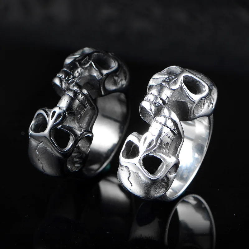 [JD愛用] レア Double Skull Head Ring JD愛用] レア Double Skull Head Ring