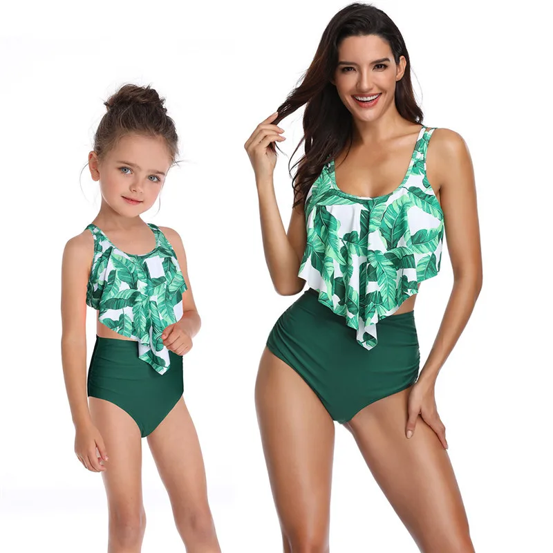 Youeme Mere Et Fille Maillots De Bain Vert Feuille Imprimer Maillots De Bain Maman Et Moi Maillot De Bain Mere Et Enfants Ensembles De Bikini Buy Mere Fille Maillot De Bain Maman