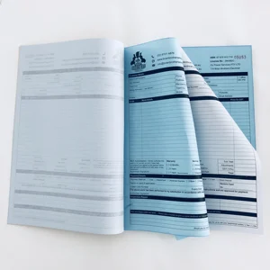 Custom Printed Logo A4 A5 Blue Triplicate Carbonless NCR Paper Receipt Book
