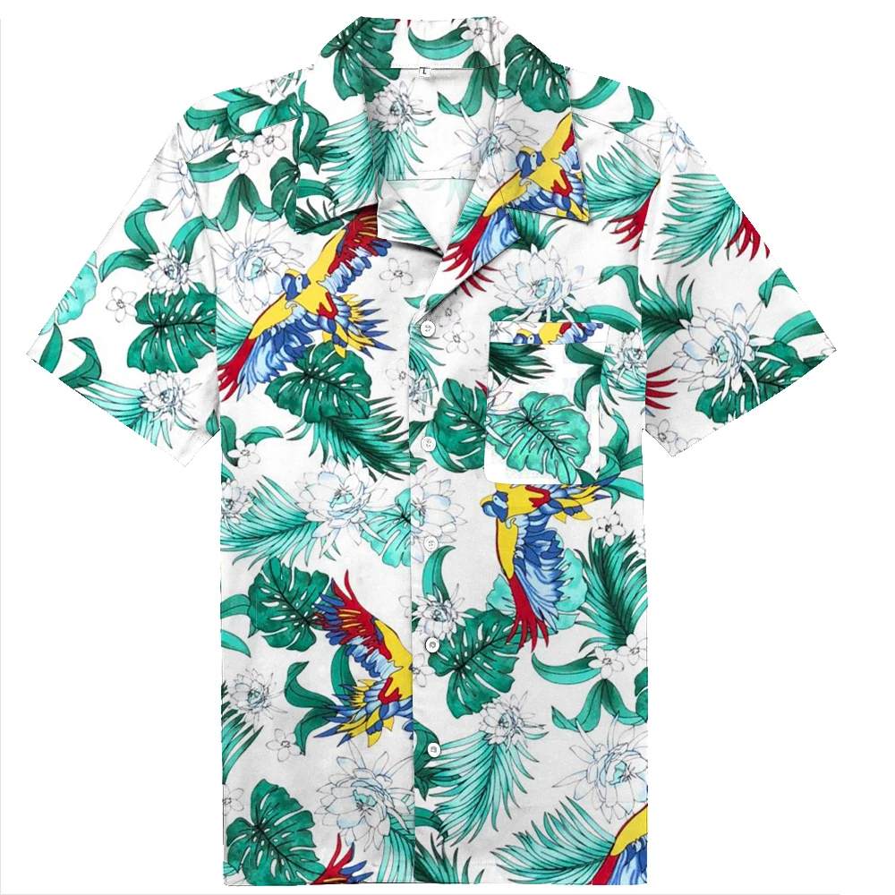 Vintage Bird Of Paradise Full Printed Hawaiian Shirt Short Sleeve Button Up  Tropical Top Blouse - Buy Hawaiian Aloha Shirt,Mens Tropcial Shirt,Mens 