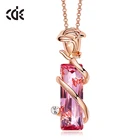 Jewelry Womens Necklaces Dainty Crystal Jewelry Women Pink Stone Gold Rose Flower Pendant Necklace