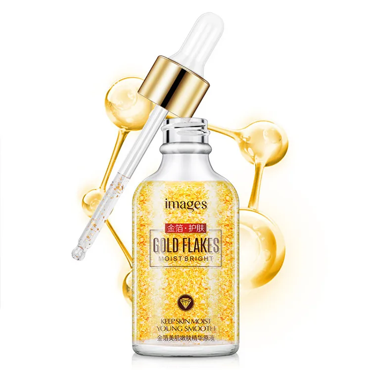 face serum with gold flakes