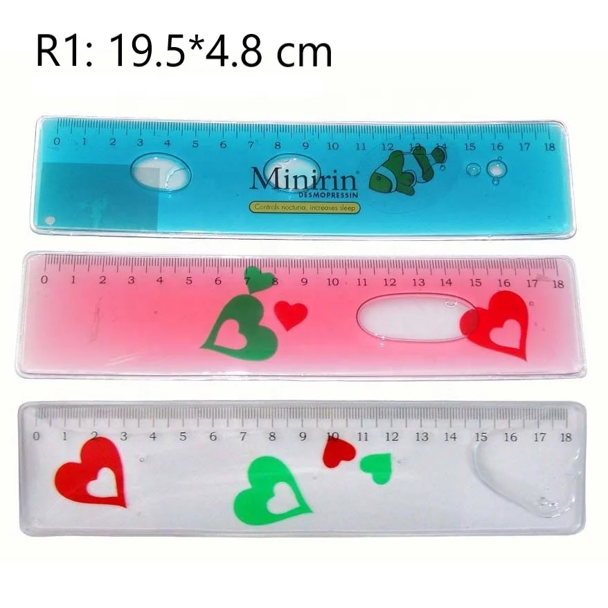 Линейка с жидким заполнением, индивидуальная блестящая рекламная Гибкая безопасная пластиковая мягкая линейка из ПВХ