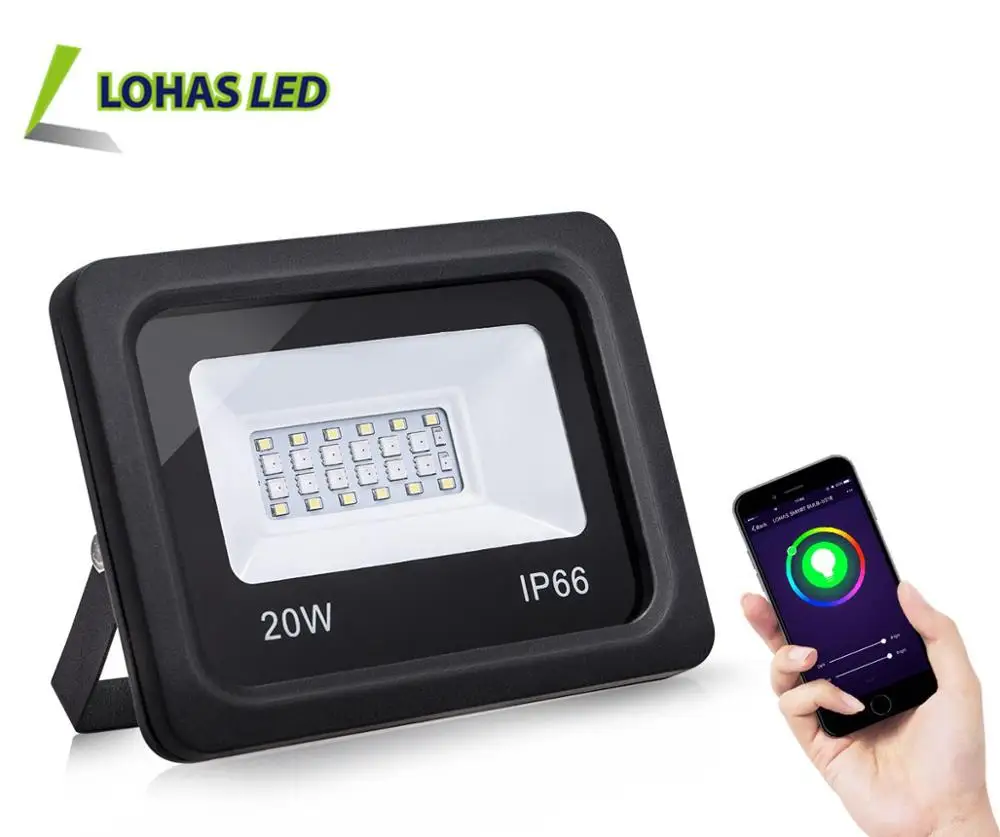 Outdoor Waterproof IP66 RGBW Smart Floodlight 20W Wifi Tuya Smart LED Flood Light