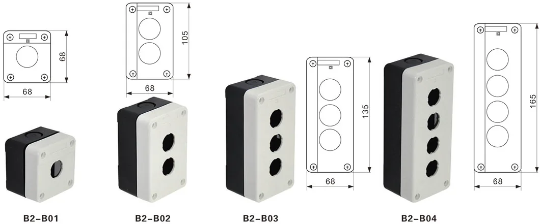 Waterproof Plastic Button Box with Two Holes - Push Button