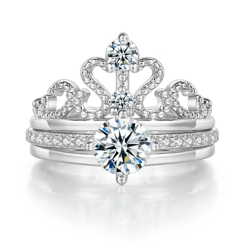 Waroomhouse Wedding Ring Romantic Love Shiny Matching Crown Shape Wedding  Circlet Fashion Jewelry - Walmart.com