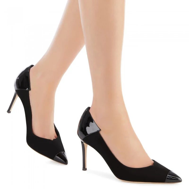 Latest Pointed High Heel Black Basic Pumps Court Shoes for Woman