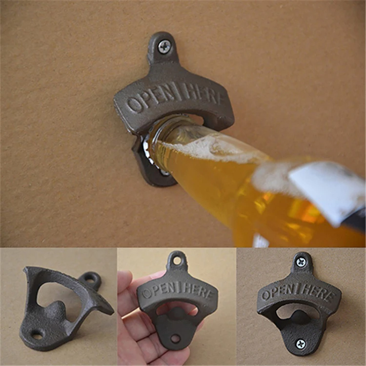 100Pcs Wall Mounted Bottle Opener Antique Metal Beer Bottle Top