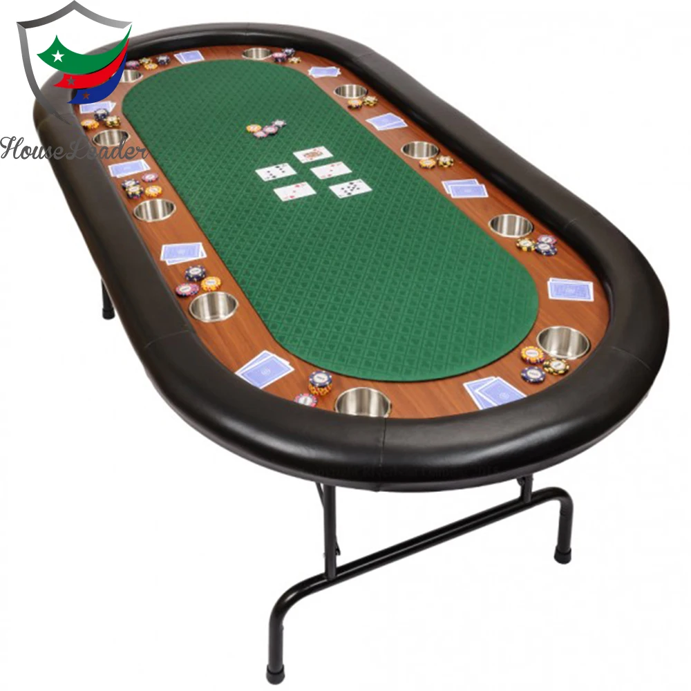  Mesa de póquer plegable de 84 pulgadas, mesa grande de casino  para 10 jugadores, mesa de póquer Texas Holdem con 10 portavasos de acero  inoxidable y rieles acolchados, para juego de