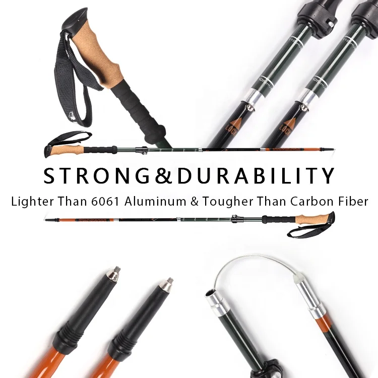 2pcs Nordic Extendable Collapsible Aluminum Trekking Poles