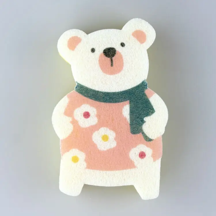 Мультяшная губка для мытья кухни в форме животных с печатной тканью из микрофибры