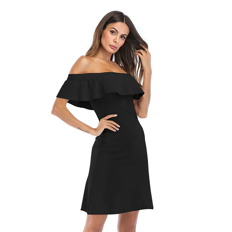 Primavera Verano Otoño De Hombro De Moda De La Señora Elegante Negro Corto  Vestido De Punto - Buy Hermosa Dama Vestido De Moda Product on 
