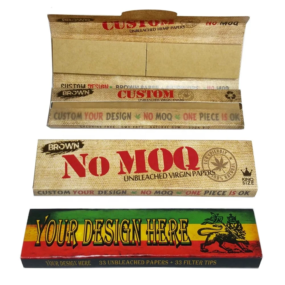 Custom Natural Arabic Organic gum unbleached hemp slow burning  your own design smoking rolling papers skins