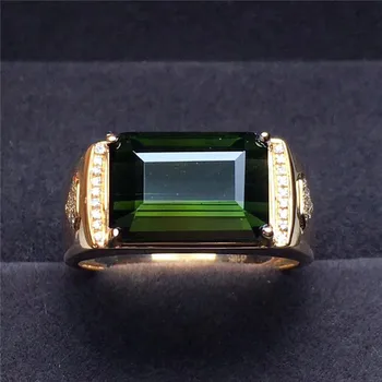 Newest Style Jewelry Manufacturer Custom Jewelry South Africa Real Diamond 18K Rose Gold Natural Green Tourmaline Ring Jewelry