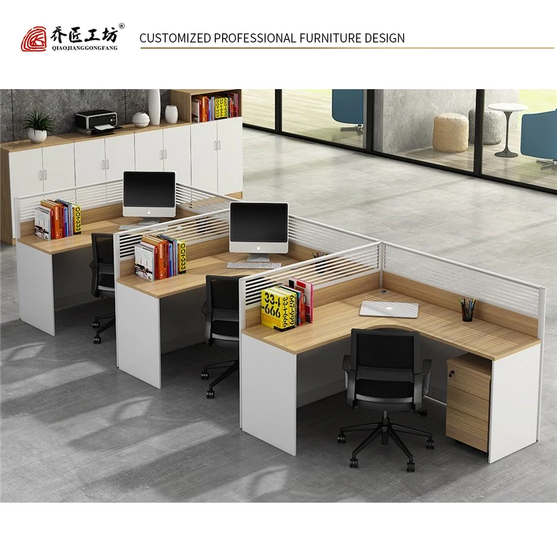 Latest Design Modern Office Table Office Desk 6 People Workstation Computer Staff Writing Table