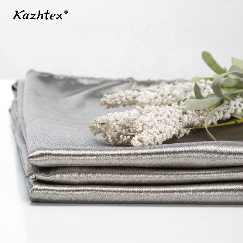Tricot Fabric with Pure Silver Coating EMF Radiation and RFID Blocking Stretched for Curtains and Lining Yarn Dyed Pattern