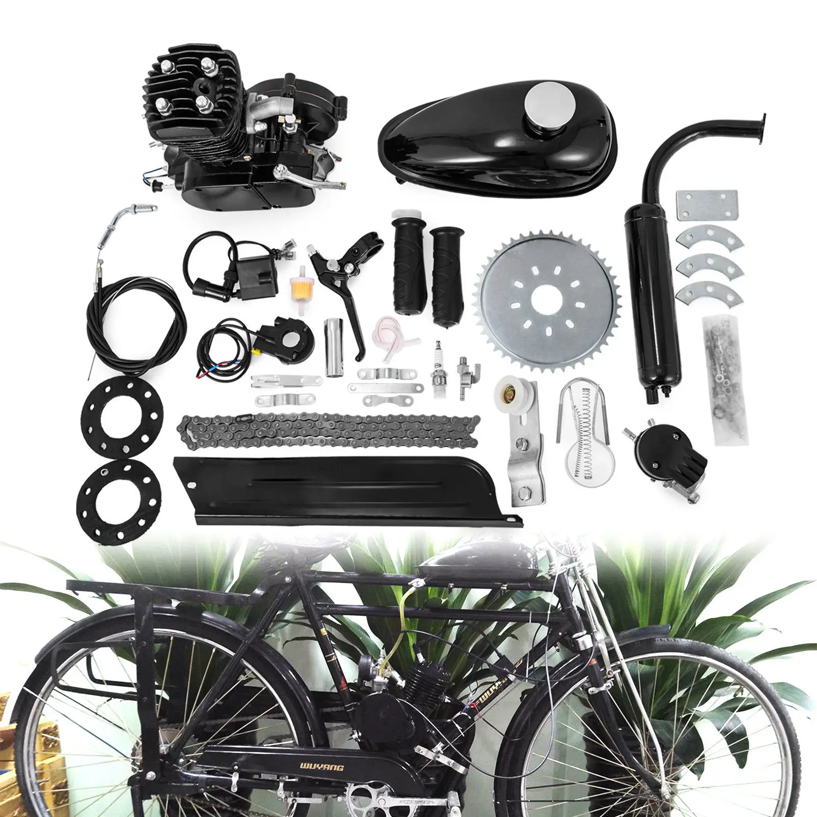 80CC 2 Stroke Motorised Bicycle Motorized Push Bike Petrol Gas Motor Engine Kit