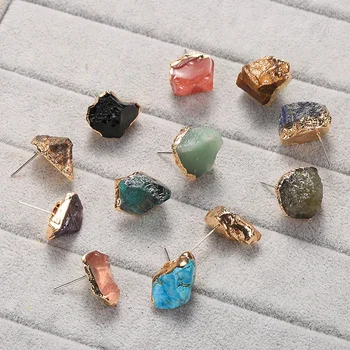 Wholesale Amazon Natural Raw Stone Earrings / Gold Stud Earrings Stone For Women