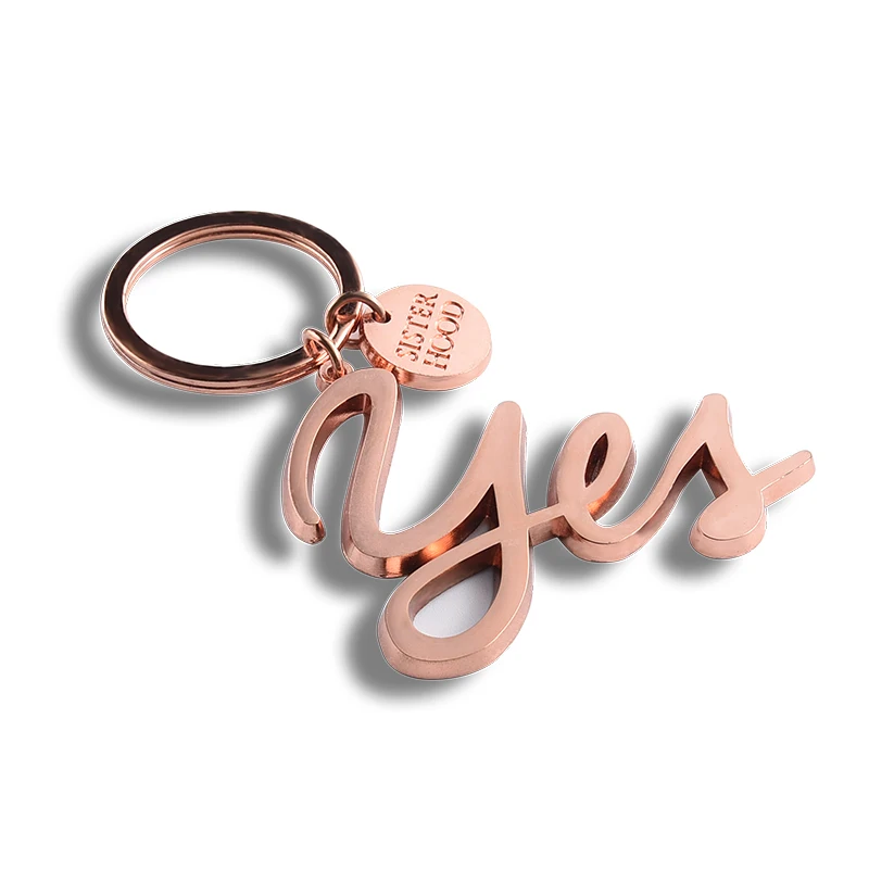 YES Die Cutting Custom Metal Letter Brand Alphabet Key Ring Rose