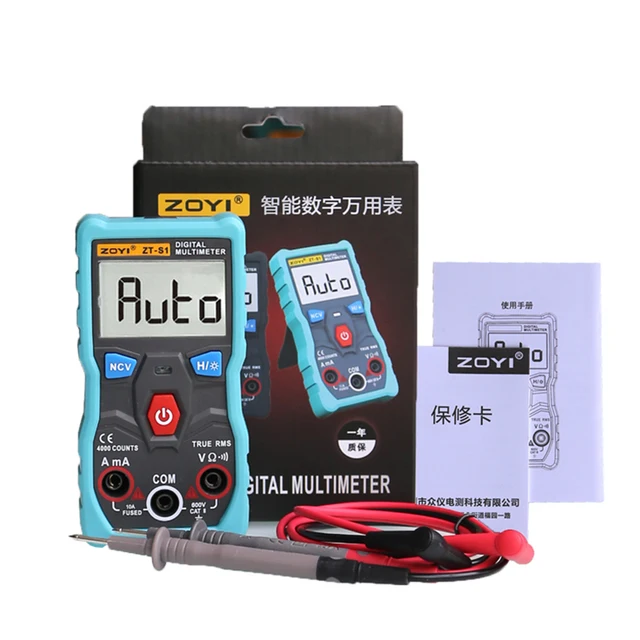 Multimètre numérique ZOTEK, Portable 6000 comptes Testeur multi-rangements  automatique OHM / Hz / Temp / Cycle de travail AC / DC avec affichage LCD à  rétro-éclairage