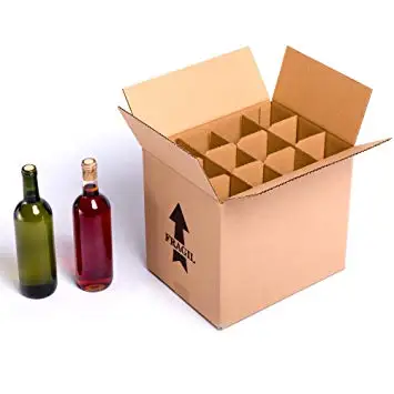 Custom Printing Export 24 Pack Glass Bottle Beer Shipping Corrugated Carton Wine Box Master Paper Boxes  with Divider