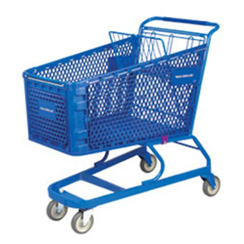 スーパーマーケット中古の異なる色のプラスチック製ショッピングカート